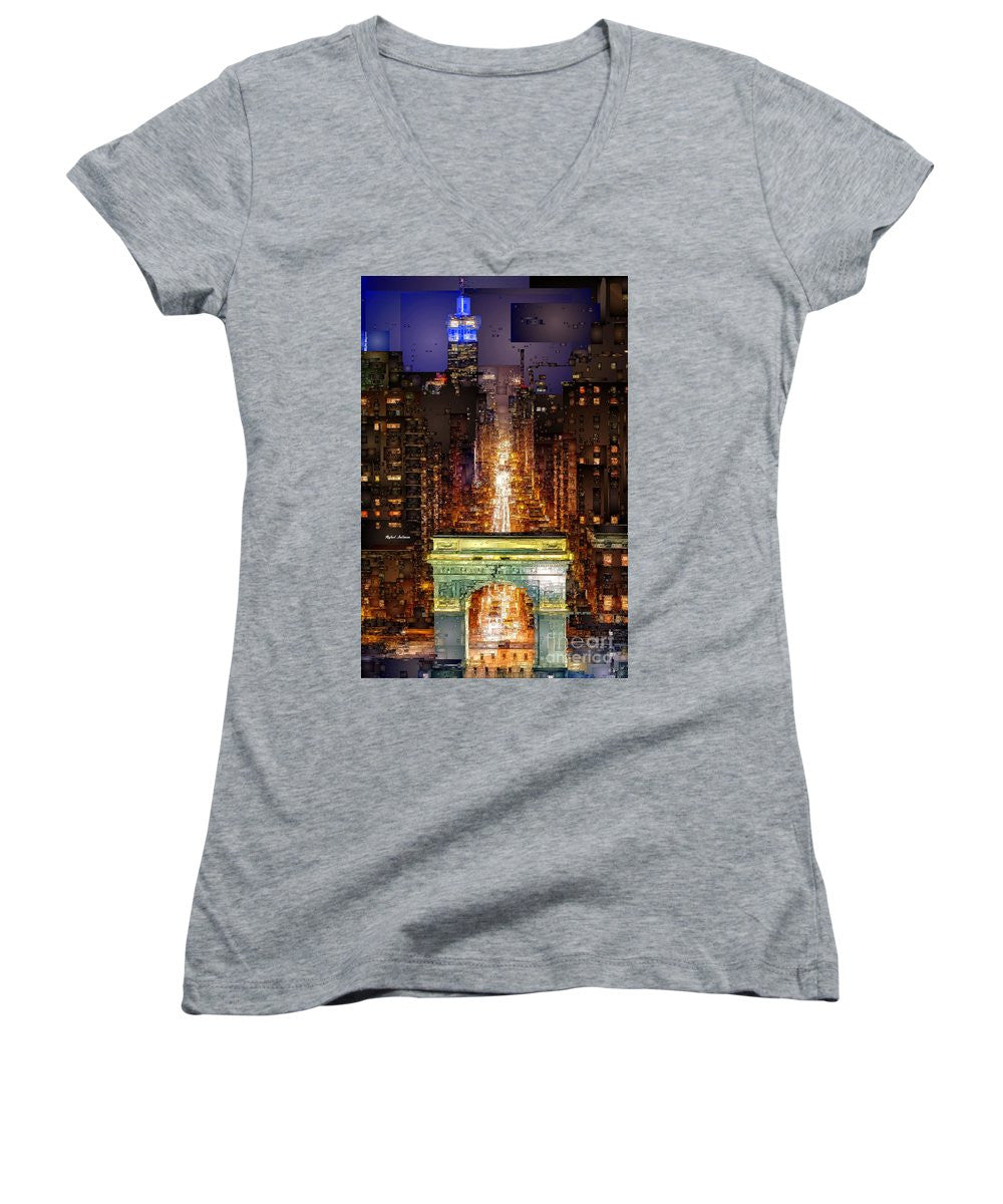 Women's V-Neck T-Shirt (Junior Cut) - New York City Washington Square