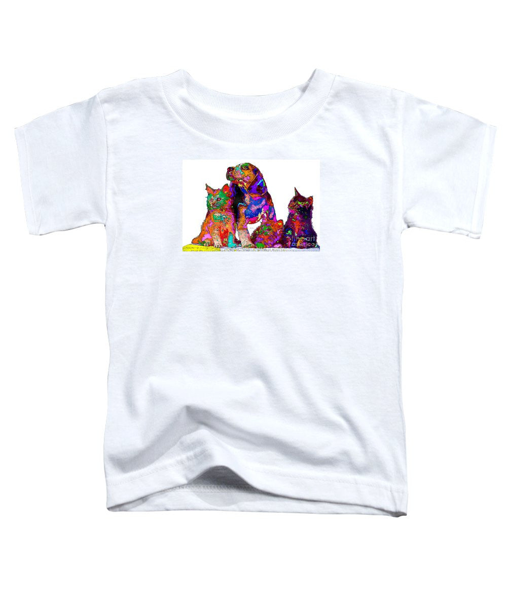 T-shirt pour tout-petits – Une grande famille heureuse. Série Animaux de compagnie