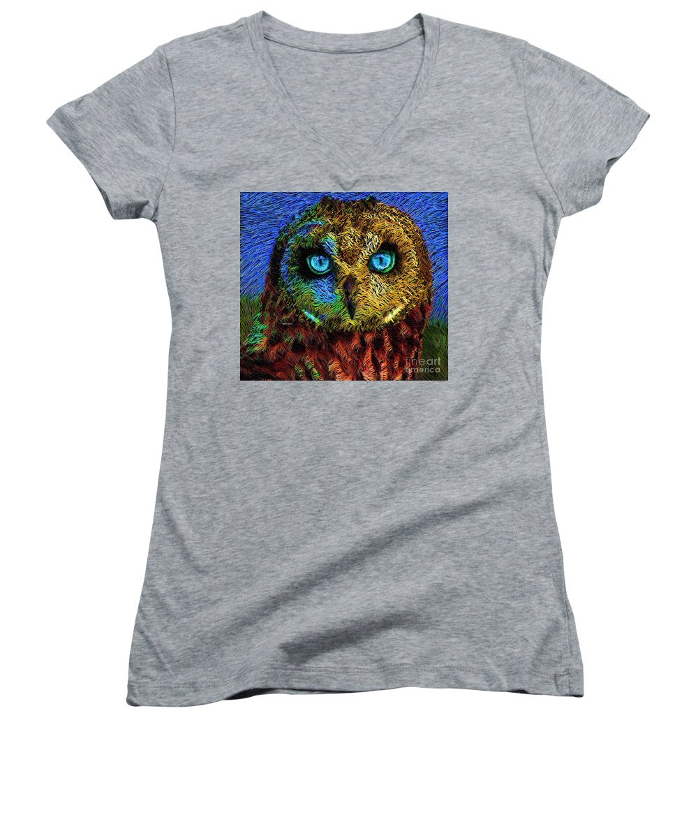 Women's V-Neck T-Shirt (Junior Cut) - Owl