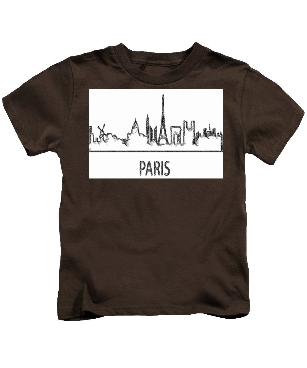 T-shirt pour enfant - Croquis de silhouette de Paris