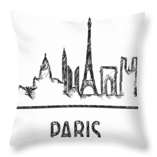 Throw Pillow - Paris Silouhette Sketch