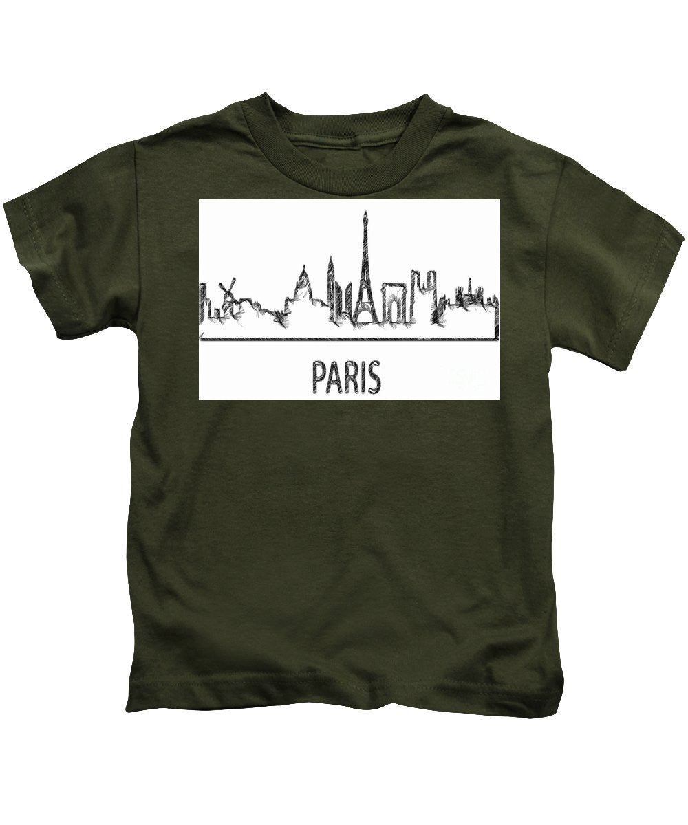 T-shirt pour enfant - Croquis de silhouette de Paris