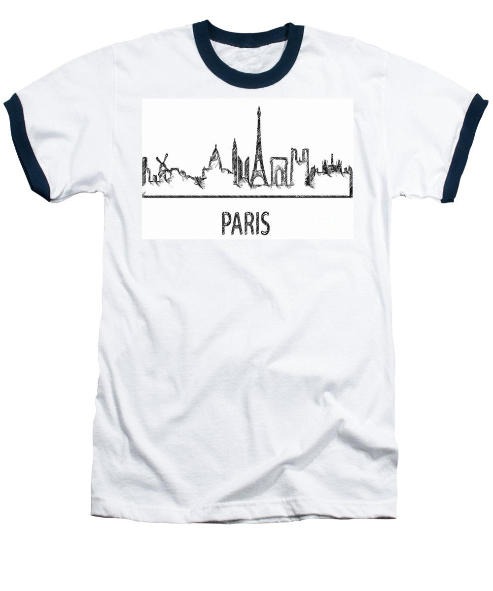 Baseball T-Shirt - Paris Silouhette Sketch