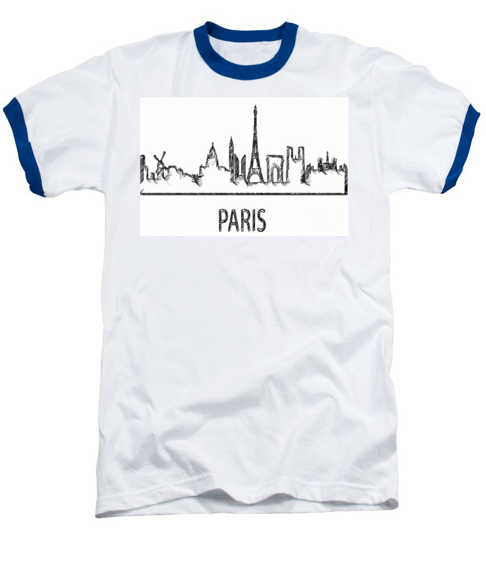 Baseball T-Shirt - Paris Silouhette Sketch