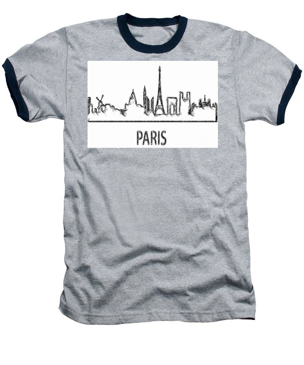 Baseball T-Shirt - Paris Silouhette Sketch