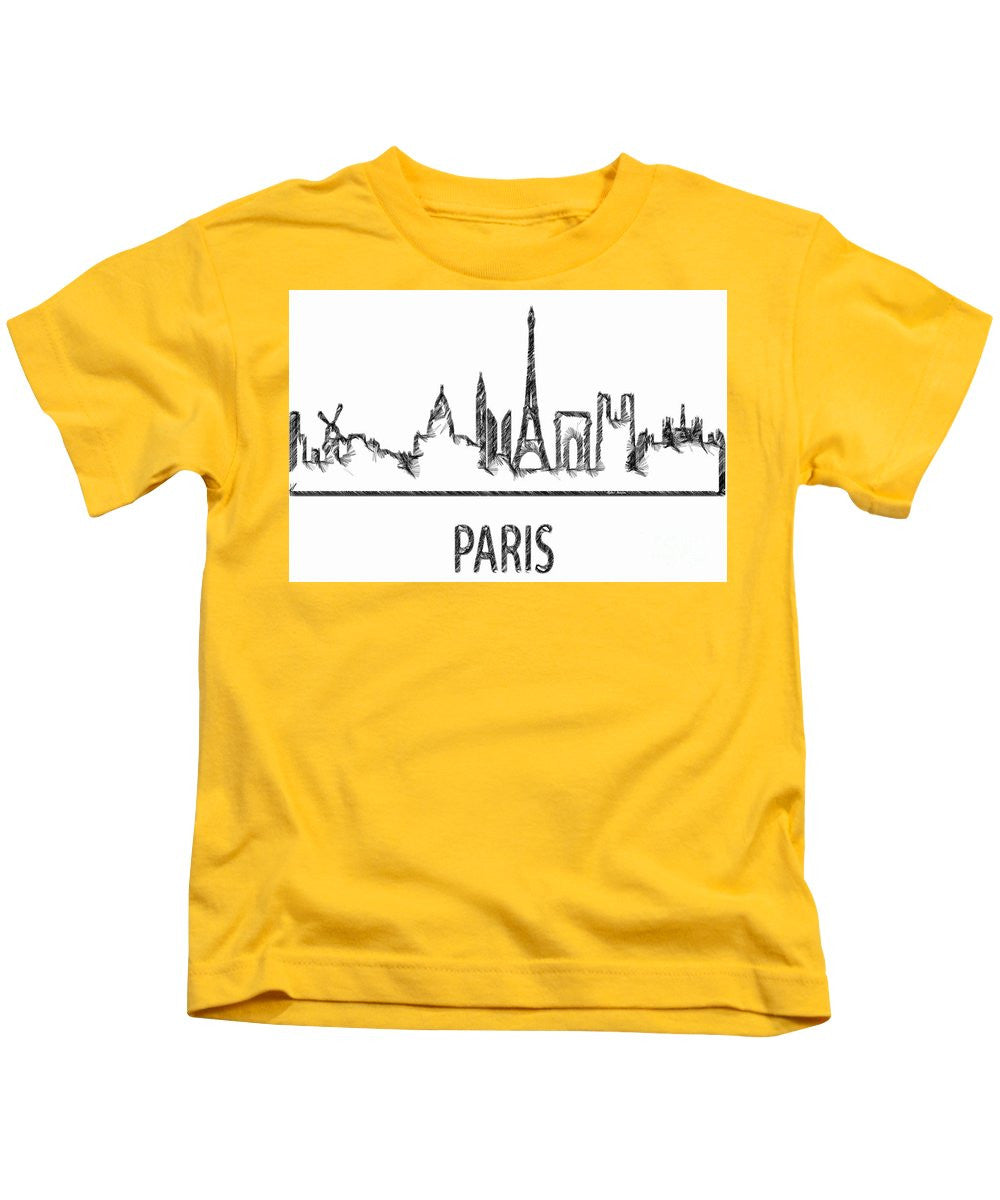 T-shirt pour enfant - Croquis de silhouette de Paris