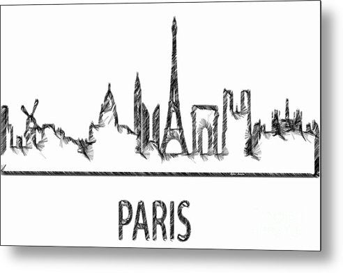 Impression sur métal - Croquis de silhouette de Paris