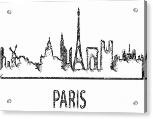 Acrylic Print - Paris Silouhette Sketch