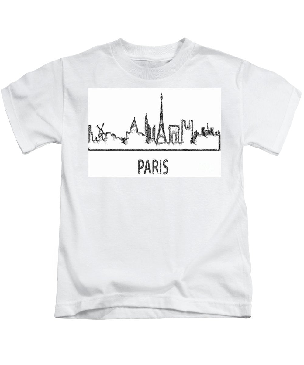 T-shirt pour enfant - Croquis de silhouette de Paris