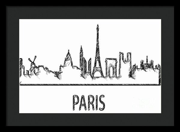 Framed Print - Paris Silouhette Sketch