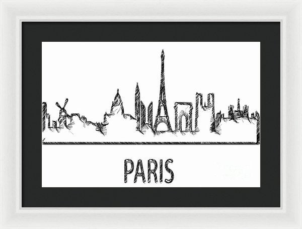 Framed Print - Paris Silouhette Sketch