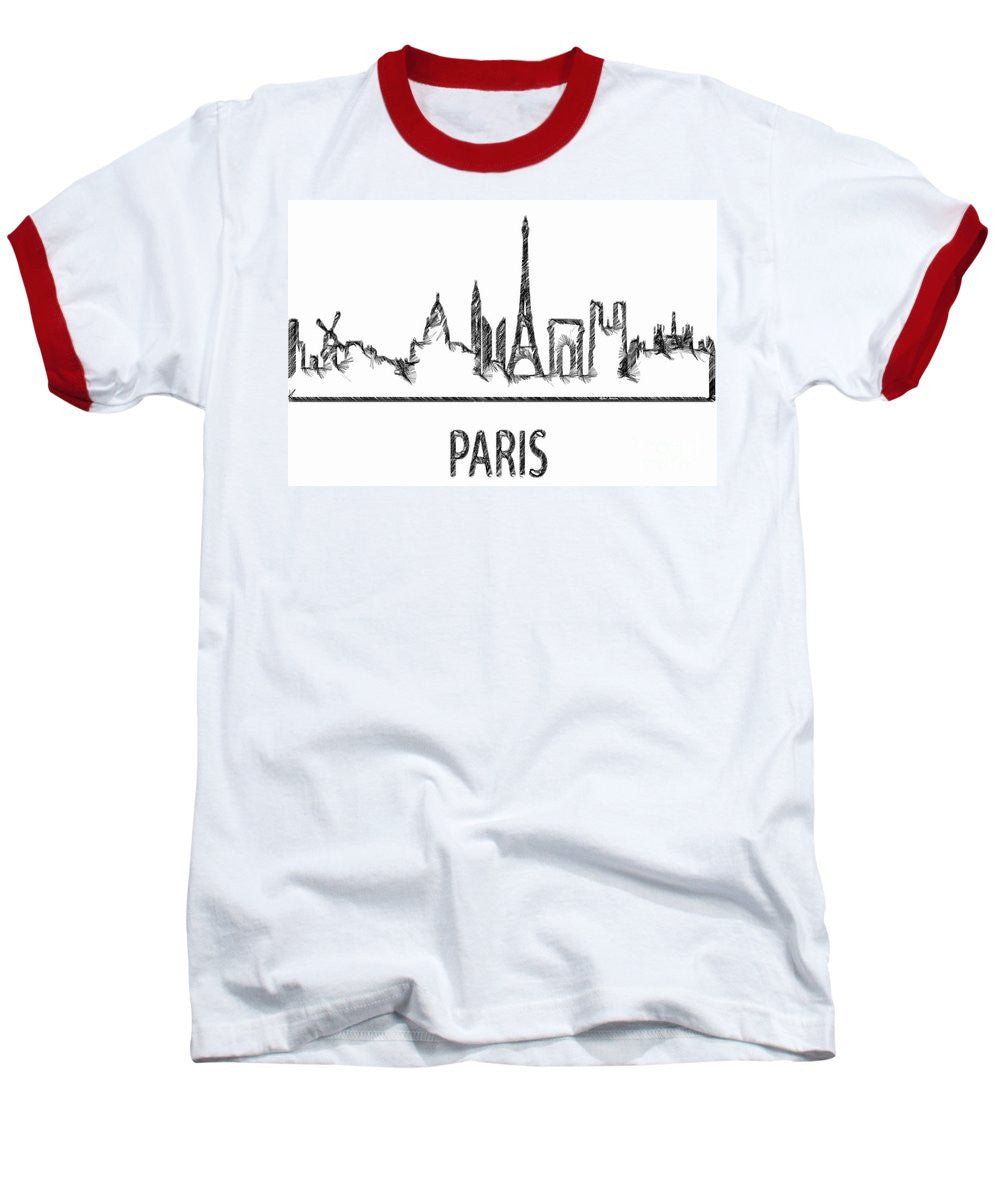 Baseball T-Shirt - Paris Silouhette Sketch