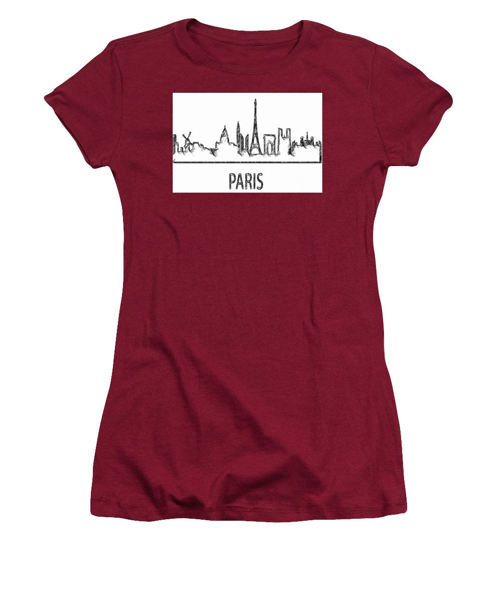 Women's T-Shirt (Junior Cut) - Paris Silouhette Sketch