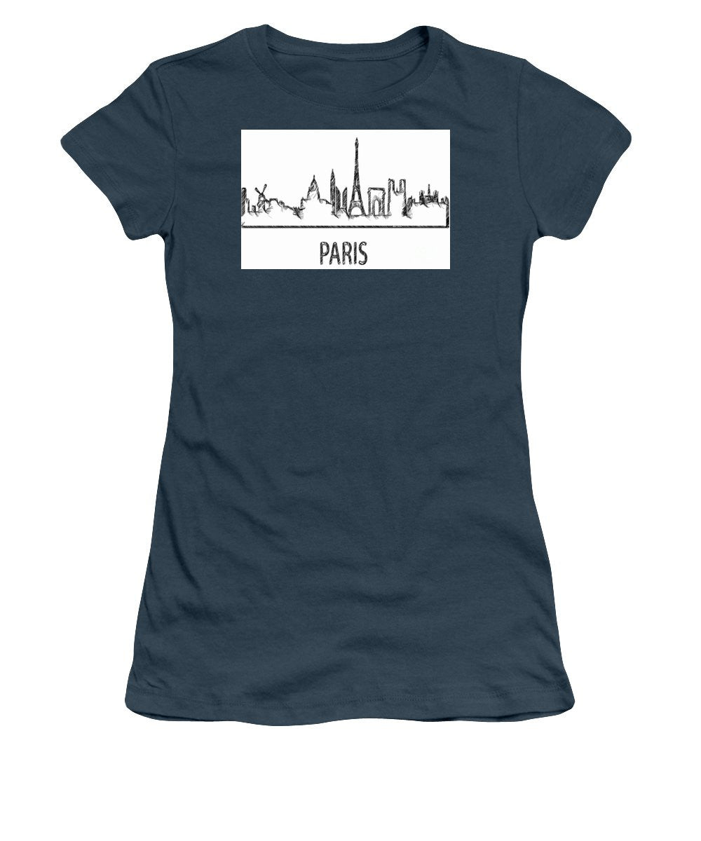 Women's T-Shirt (Junior Cut) - Paris Silouhette Sketch