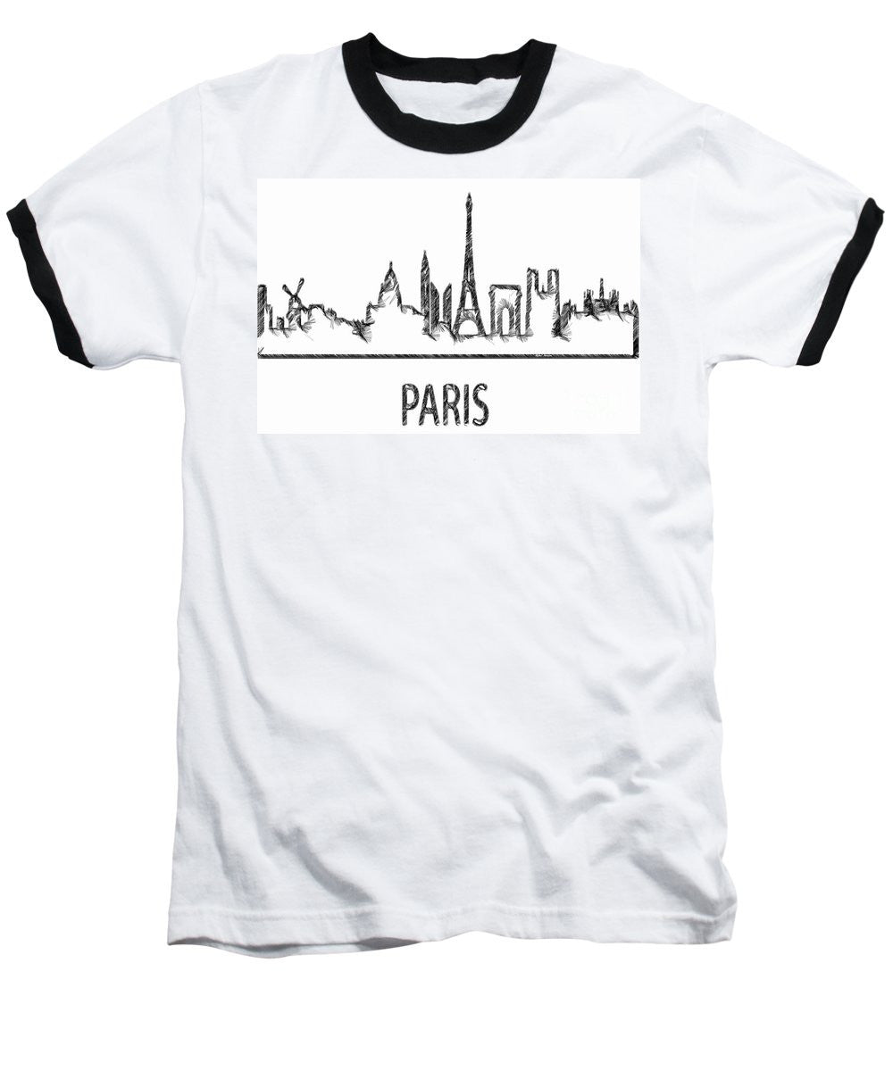 Baseball T-Shirt - Paris Silouhette Sketch