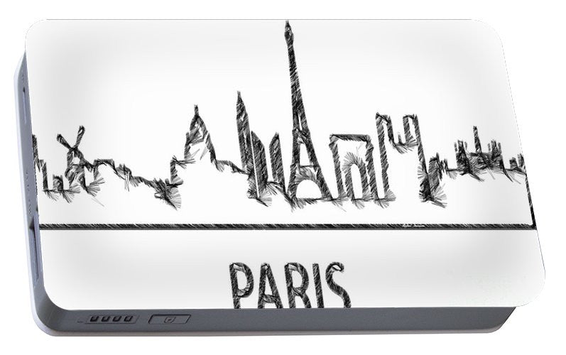 Portable Battery Charger - Paris Silouhette Sketch