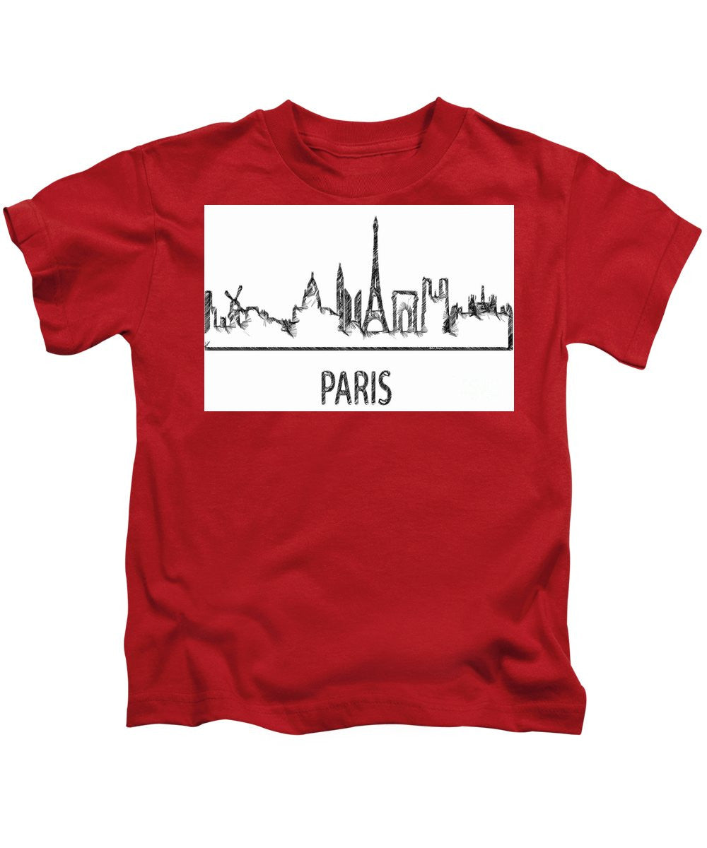 T-shirt pour enfant - Croquis de silhouette de Paris