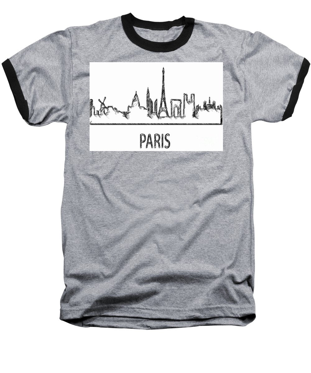 Baseball T-Shirt - Paris Silouhette Sketch