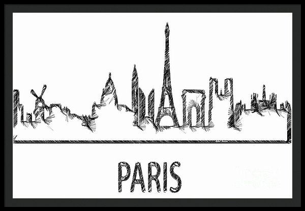 Framed Print - Paris Silouhette Sketch