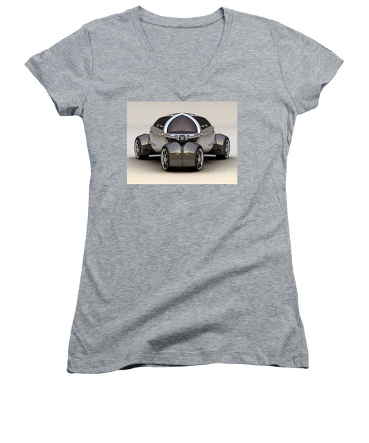 T-shirt col V pour femme (coupe junior) - Platinum Car 010