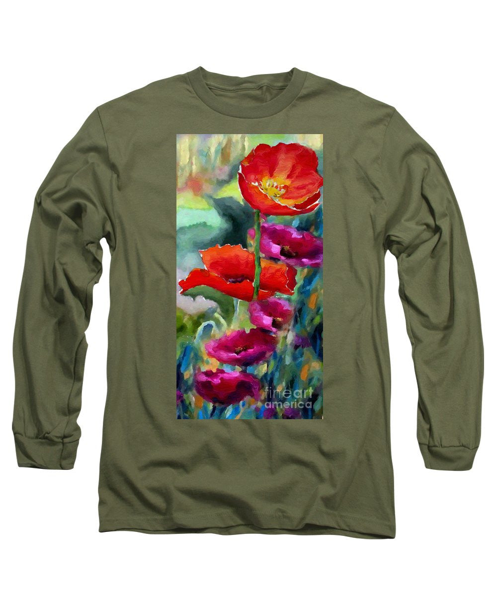 Long Sleeve T-Shirt - Poppies In Watercolor