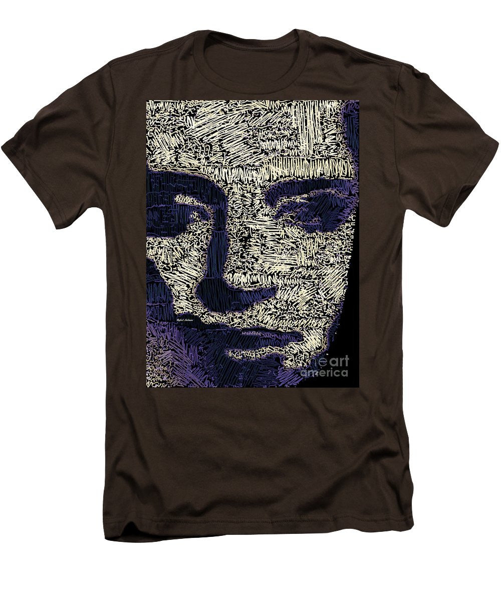 T-shirt pour homme (coupe ajustée) - Portrait en noir et blanc