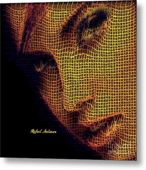 Portrait In Mesh - Metal Print