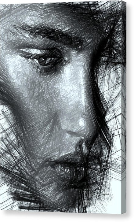 Portrait Of A Woman In Black And White - Canvas Print