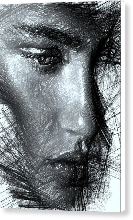 Portrait Of A Woman In Black And White - Canvas Print