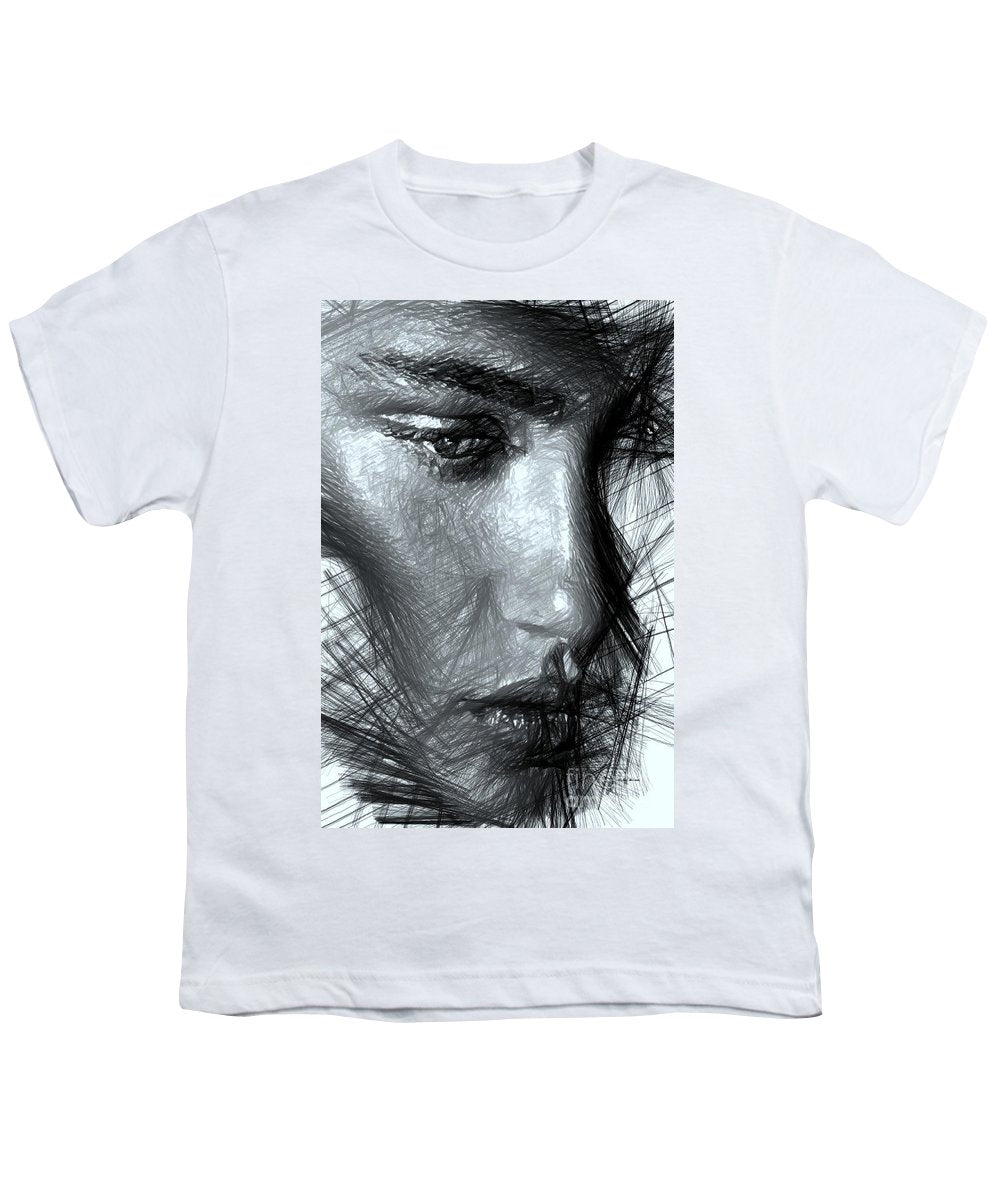 Portrait Of A Woman In Black And White - Youth T-Shirt