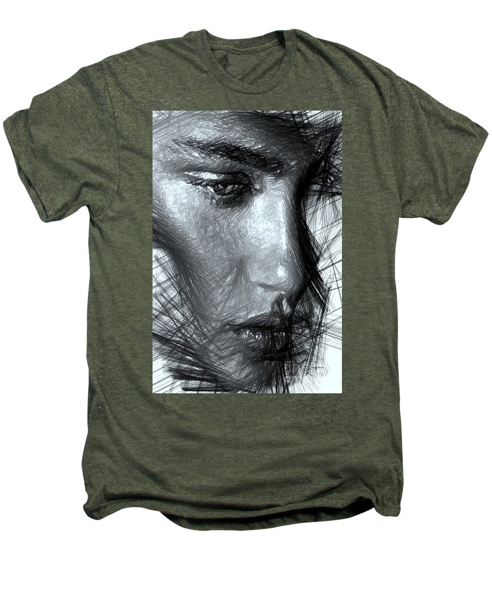 Portrait Of A Woman In Black And White - Men's Premium T-Shirt