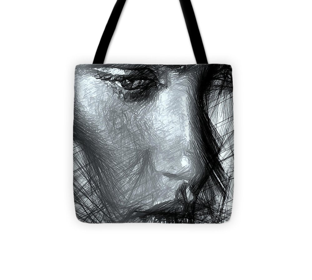 Portrait d'une femme en noir et blanc - Sac fourre-tout