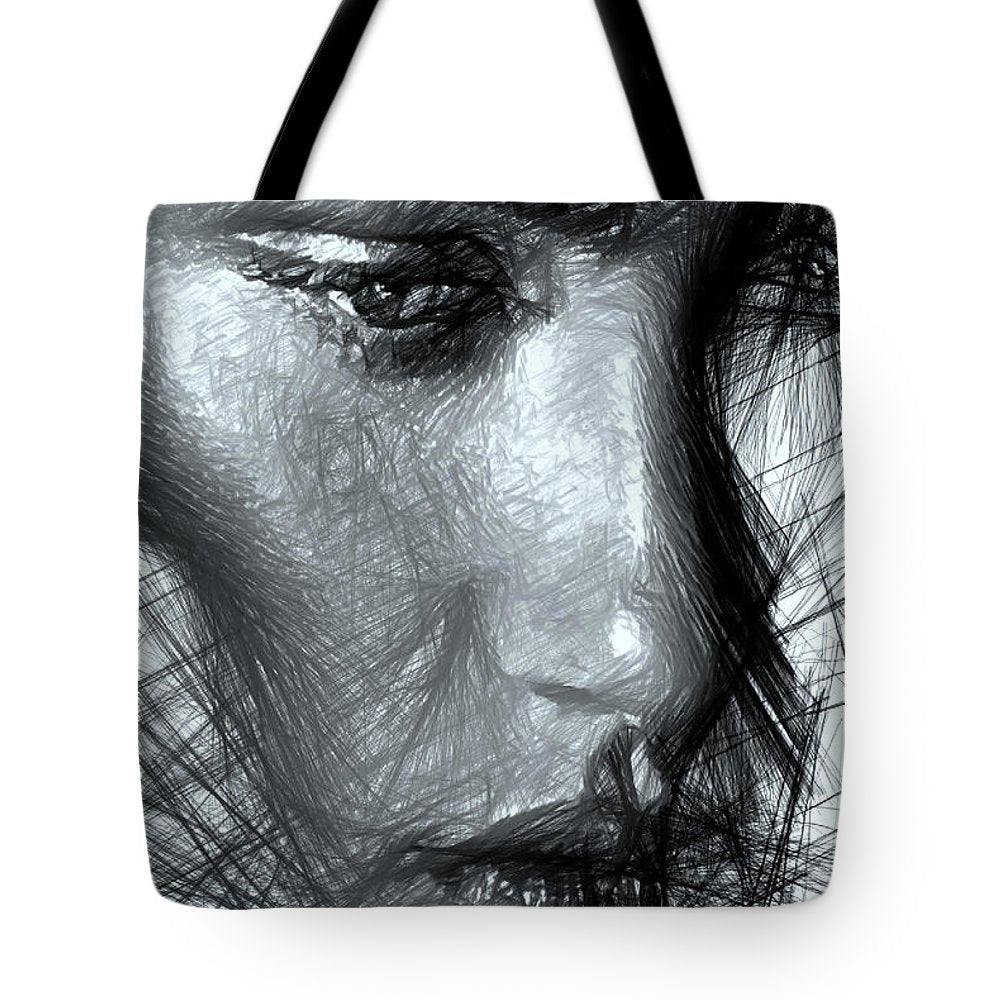 Portrait d'une femme en noir et blanc - Sac fourre-tout