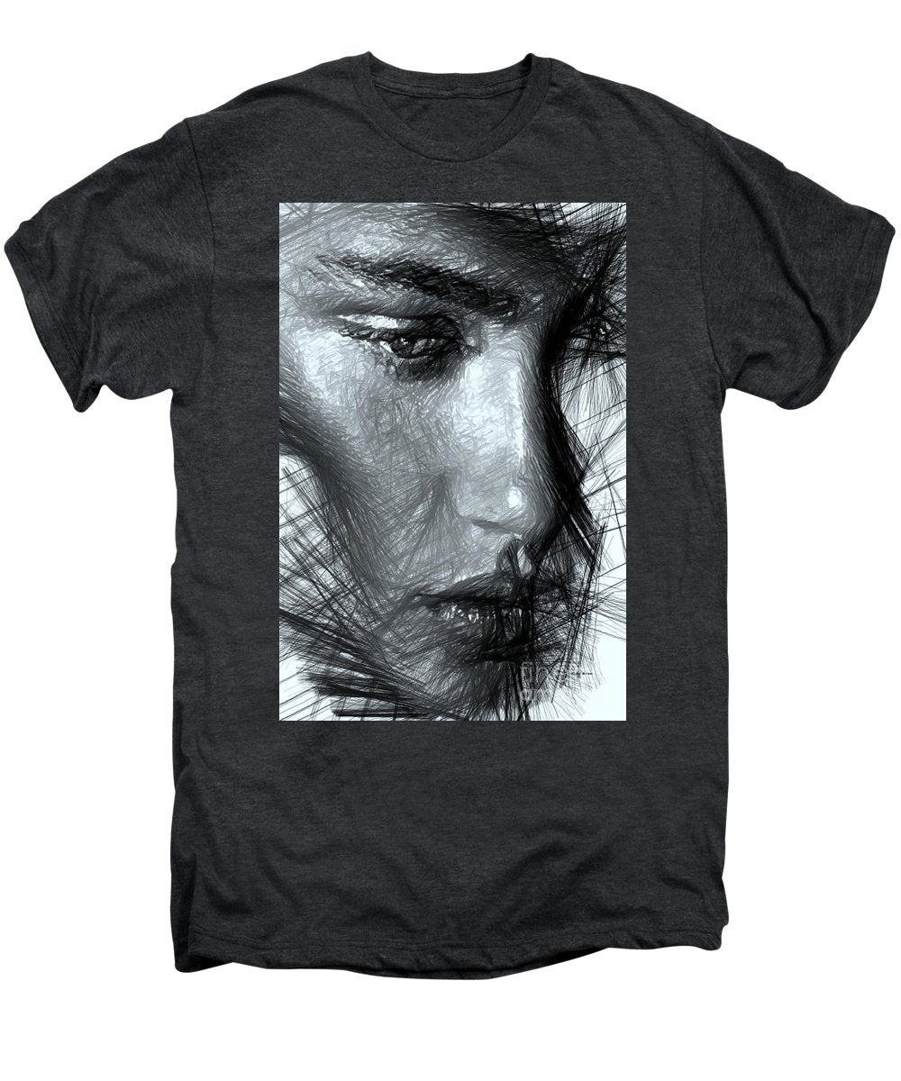Portrait Of A Woman In Black And White - Men's Premium T-Shirt