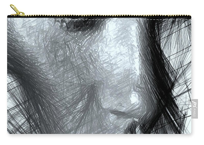 Portrait d'une femme en noir et blanc - Pochette fourre-tout