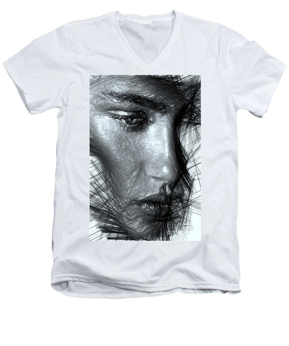 Portrait Of A Woman In Black And White - Men's V-Neck T-Shirt