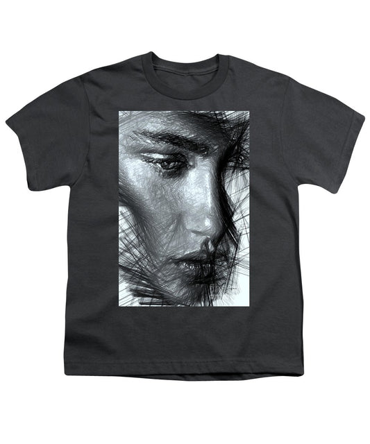 Portrait Of A Woman In Black And White - Youth T-Shirt