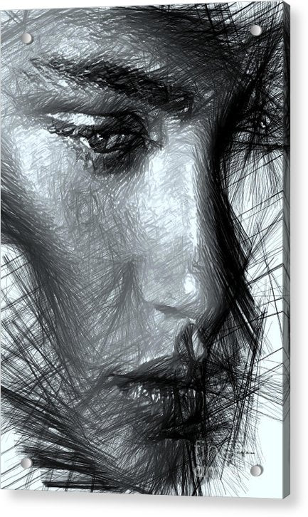 Portrait Of A Woman In Black And White - Acrylic Print