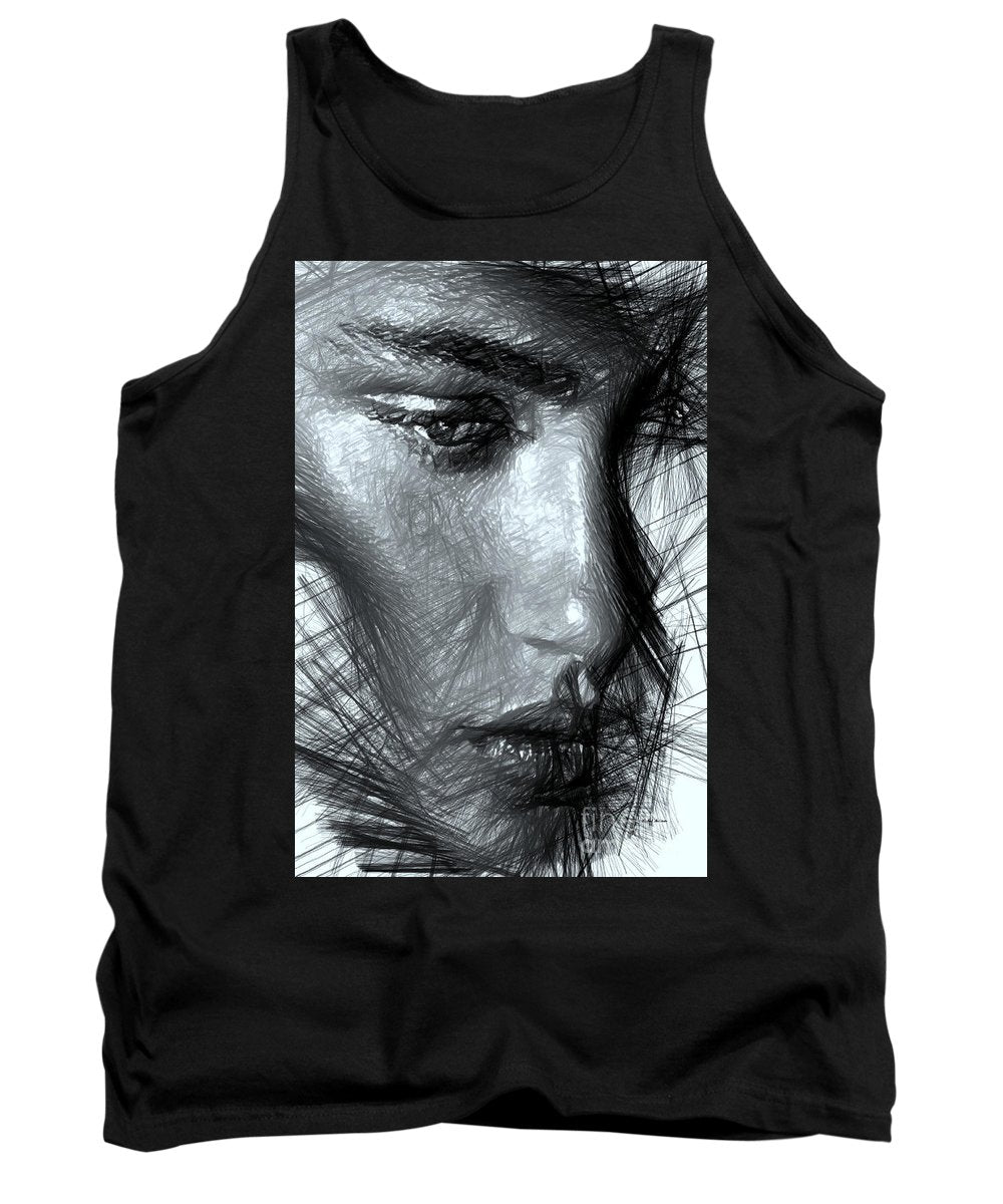 Portrait Of A Woman In Black And White - Tank Top