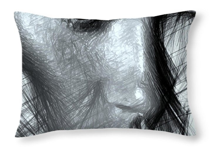 Portrait Of A Woman In Black And White - Throw Pillow