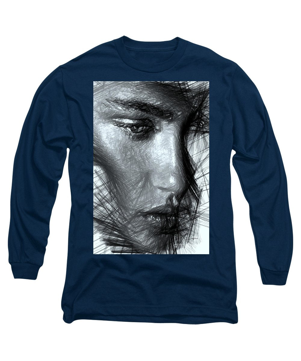 Portrait Of A Woman In Black And White - Long Sleeve T-Shirt