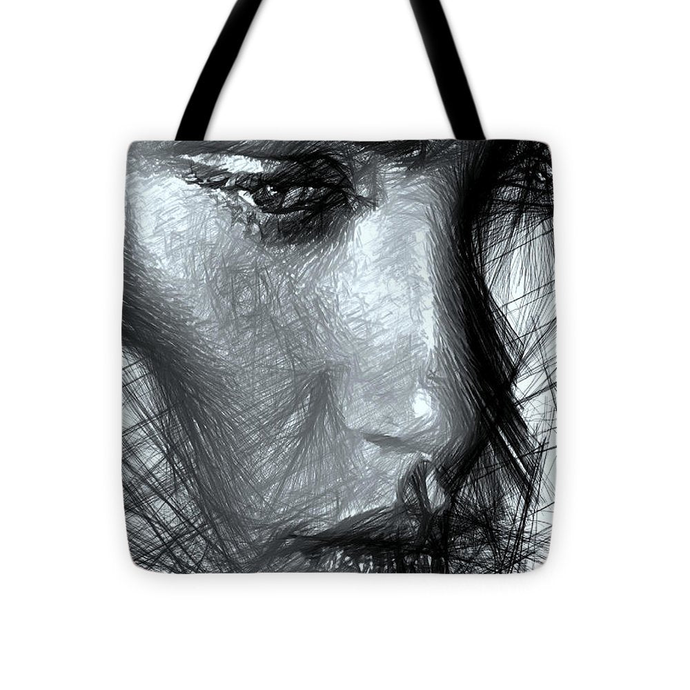 Portrait d'une femme en noir et blanc - Sac fourre-tout