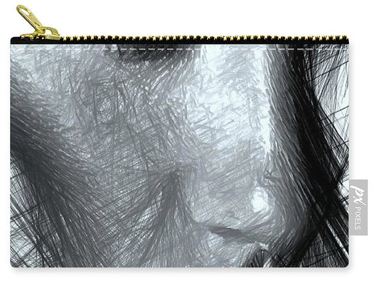 Portrait Of A Woman In Black And White - Carry-All Pouch