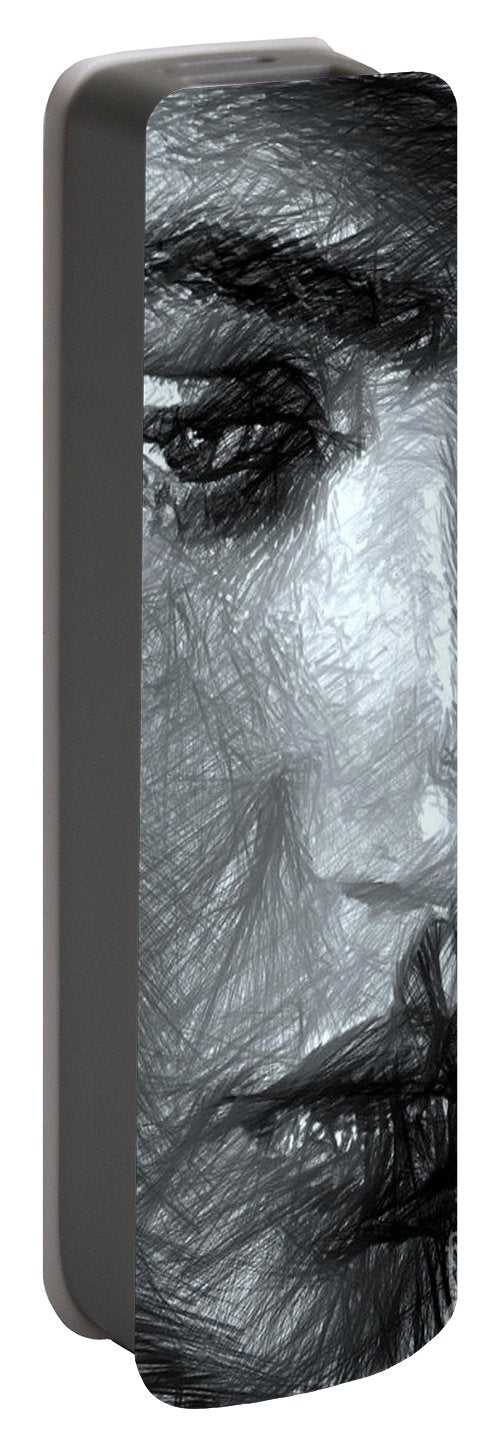 Portrait Of A Woman In Black And White - Portable Battery Charger