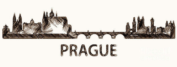 Art Print - Prague Czech Republic Silouhette Sketch