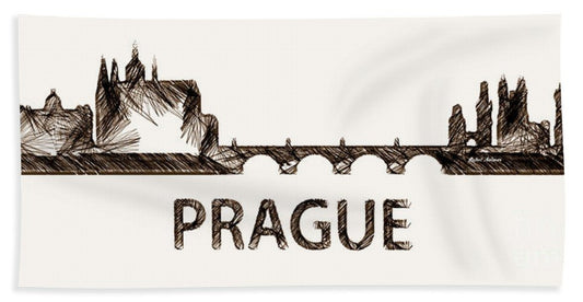 Serviette - Croquis de silhouette de Prague République Tchèque