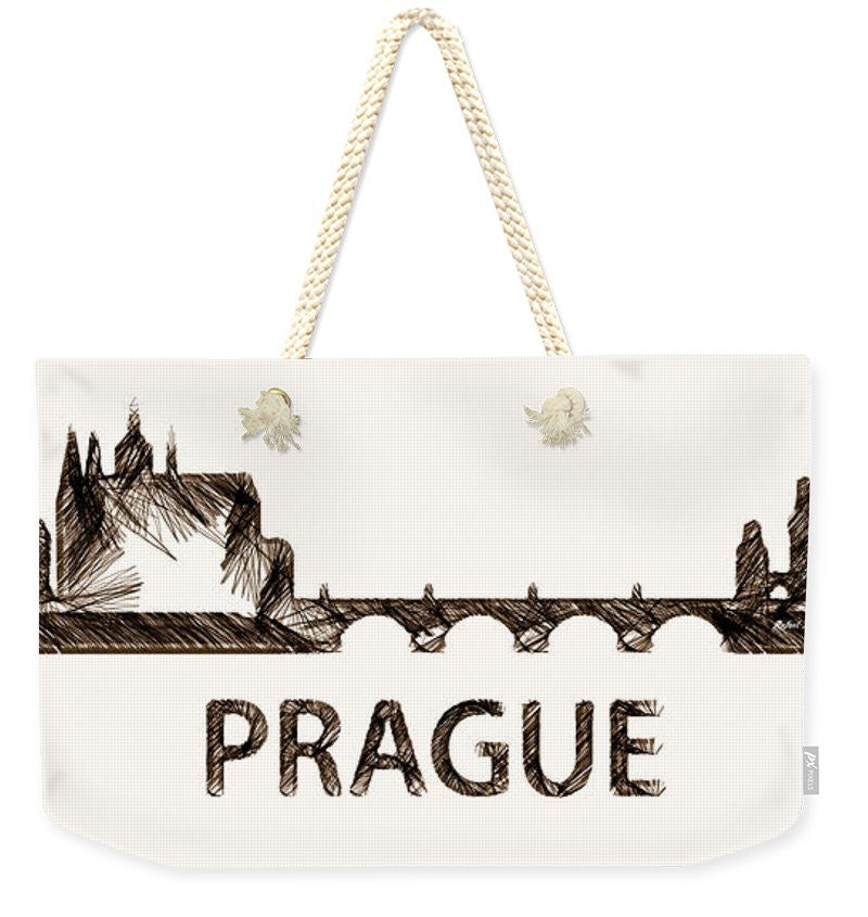 Weekender Tote Bag - Prague Czech Republic Silouhette Sketch
