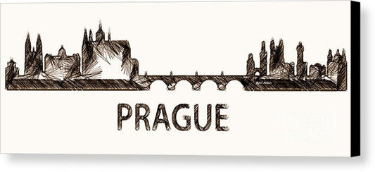 Impression sur toile - Croquis de silhouette de Prague en République tchèque