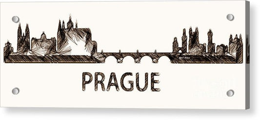 Acrylic Print - Prague Czech Republic Silouhette Sketch