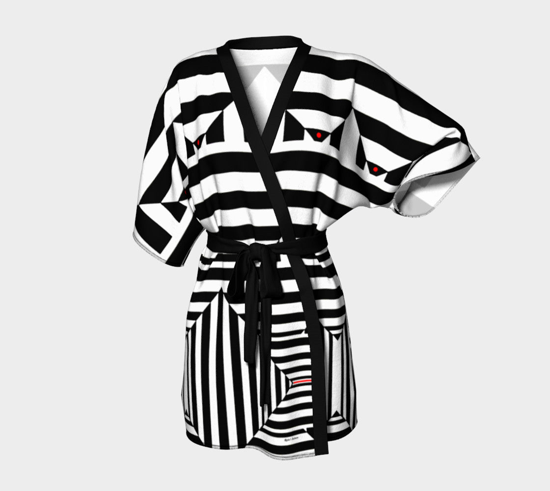 Black White and Red II Kimono Robe